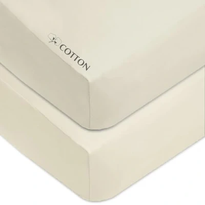 Image of American Baby Company 2 Pack Fitted Crib Sheets 28&quot; x 52&quot;, Soft Breathable Neutral 100% Cotton Jersey Sheet, Cream, for Boys and Girls, Fits Toddler Bed mattresses