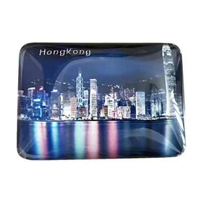 Image of 3D Hong Kong Refrigerator Fridge Magnet Crystal Glass Handmade Tourist Travel Souvenir Collection Gift Whiteboard Magnetic Sticker Home Decoration