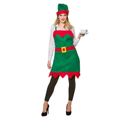 Image of Wicked Costumes Adult Unisex Christmas Elf Apron &amp; Hat One Size