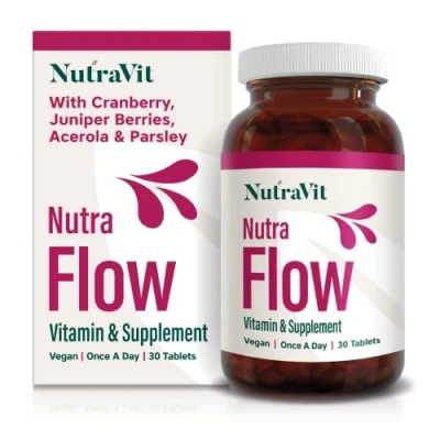 Image of NUTRAFLOW UTI Vitamin Urinary Infection 30 Tablets Ease Discomfort Within The Tract Includes Cranberry, Juniper Berries, Acerola &amp; C by NutraVit