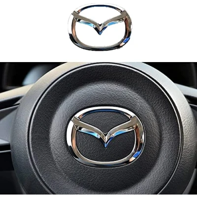Image of ALINZO Car Steering Wheel Cover Sticker, Emblem Logo Frame Trim Decal, Styling Modification Interior Accessories, For Mazda 3 6 CX 5 9,silver