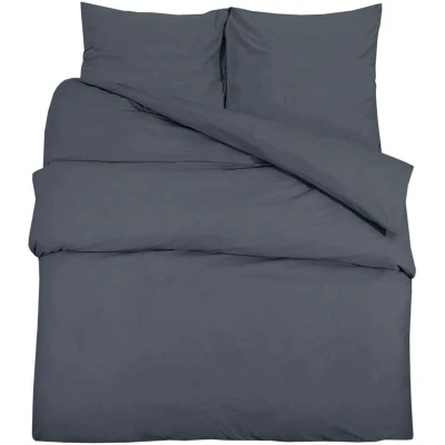 Image of vidaXL Duvet Cover Set Anthracite 200x220 cm Cotton