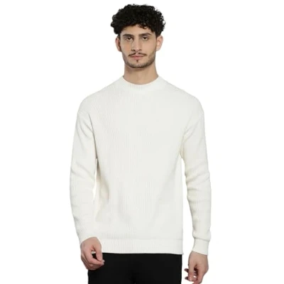 Image of Calvin Klein Jeans Men Blown Up Mock Jumper, White (Ivory), L