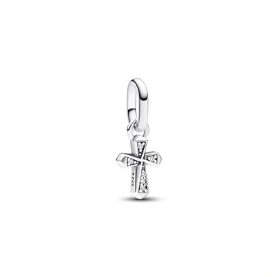 Image of Pandora ME Cross sterling silver mini dangle with clear cubic zirconia