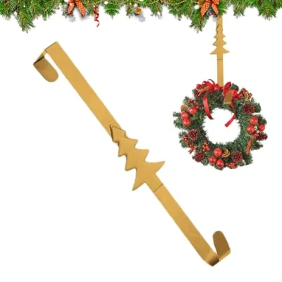 Image of Wreath Hanger for Front Door Hanger,Christmas Wreaths,30 Cm Metal Christmas Tree Decor Hooks Hook Decoration Decorations Home Wall Garland (Gold)
