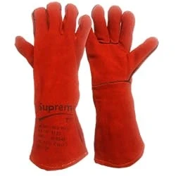 Image of SupremeTTF x Welding Gloves Long Leather Gauntlets Heat Resistant Lined MIG ARC Welders Protective with Flexible Can be Used for Gardening