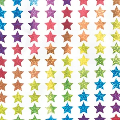 Image of Baker Ross AT216 Mini Holographic Star Stickers, Christmas Arts and Crafts (Pack of 400), Assorted