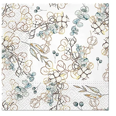 Image of 3Ply Xmas Nordic Style Christmas Tissue Paper Napkins 33cm x Serviettes Pack of 20 (Winter Leaves)
