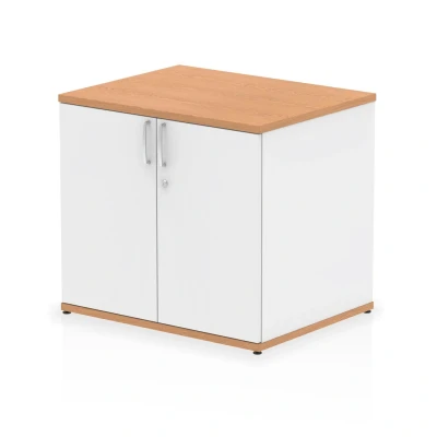 Image of Impulse 600mm Deep Desk High Cupboard Oak and White