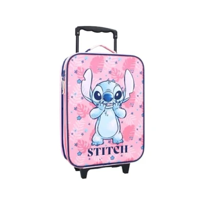 Image of Stitch Trolley Suitcase 12 L Children Girls Children&#039;s Hand Luggage Trolley, pink, Soft shell, Shell