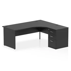 Image of Impulse 1800 RH Crescent Desk Black Top Panel End 600 High Ped