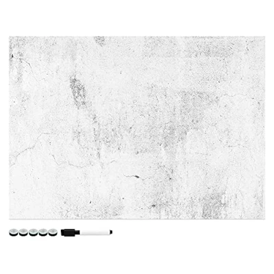 Image of Navaris Magnetic Memo Board Whiteboard 70 x 50 cm Dry Erase White with Design for Wall Includes Marker and Magnets Concrete
