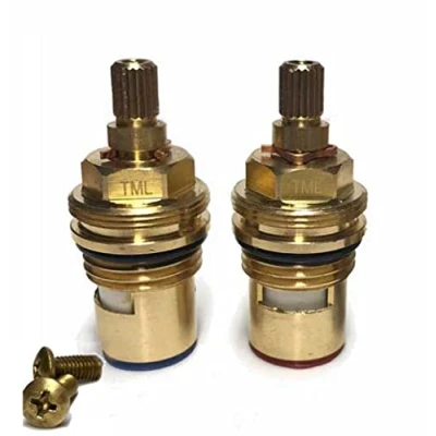 Image of Replacement Pair of Tap Cartridges Ceramic Valves 20 Teeth x 51mm Height Compatible with LOTA H C BS5412 L20 (Basin 1/2&quot;)