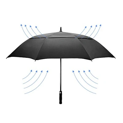 Image of DMKAKA Golf Umbrellas 61 Inch Automatic Open Extra Large Dual Canopy Windproof And Rainproof Umbrella (Black)