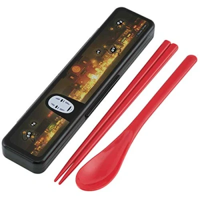 Image of Spirited Away Chopstick and Spoon Set with Carrying Case Authentic Japanese Design Durable, Dishwasher Safe No Face