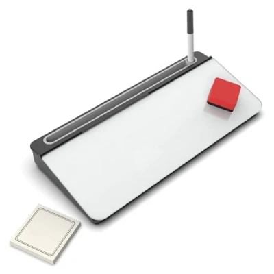 Image of Audio Visual Direct Glass Desktop Computer Keyboard Whiteboard Notepad Set, White Dry Erase