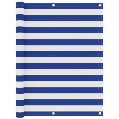 Image of vidaXL Balcony Screen White and Blue 120x500 cm Oxford Fabric