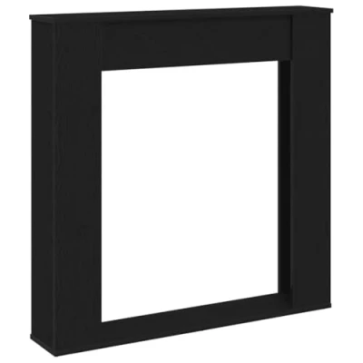 Image of vidaXL Fireplace Surround Black Oak, 100x20x100cm Engineered Wood Mantel with Decorative Display Shelf