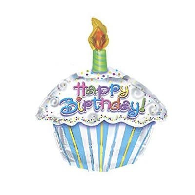 Image of CTI Happy Birthday Petite Cupcake Shaped Foil Balloon