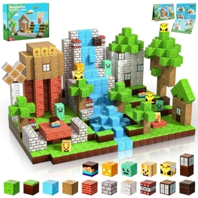 Image of Magnetic Blocks 100PCS Building Tiles Stacking, Construction Toys STEM Montessori Sensory for Toddlers Kids Boys Girls Ages 3 4 5 6 7 8 9 10 Christmas Birthday Gifts