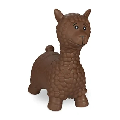 Image of Relaxdays Bouncing Hopper Llama, Incl. Pump, for Children from 3 Years, BPA Free, Inflatable Toy, 53x49x21 cm, Brown
