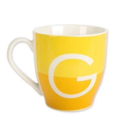Image of FabFinds Hugga Mug with Initials Classic Black and White Ceramic Large Gift Coffee Cups 500ml (H11cm X W11cm) (Approx.) (G Two Tone)
