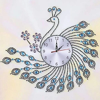 Image of Diamond Painting DIY 5D Special Shape Rhinestones, ABEUTY Peacock Clock Animal, Partial Drill Crystal Art Kits (Clock 2)