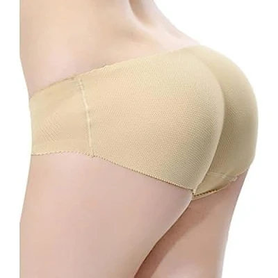 Image of Everbellus Women&#039;s Padded Seamless Butt Hip Enhancer Panties Shaper Boy Shorts (Beige, Large)