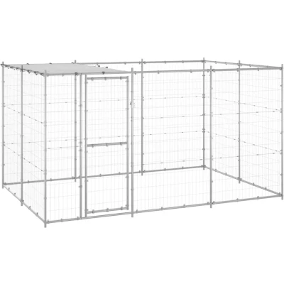 Image of vidaXL Outdoor Dog Kennel Galvanised Steel with Roof 7.26 m²