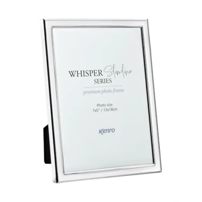 Image of Kenro Whisper Slimline White Photo Frame 7x5 / 13x18cm with Silver Plated Edging WSS1318W