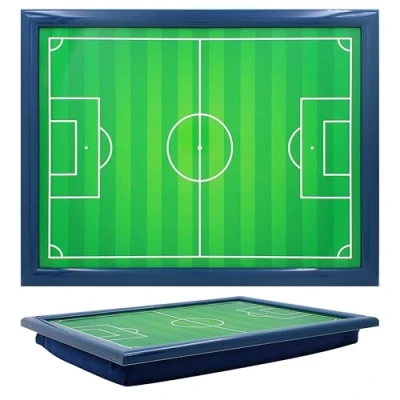 Image of Cushioned Lap Tray Football Pitch Design (Blue Frame)