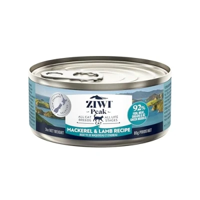 Image of ZIWI Peak Grain Free Cat Food Tins All Natural High Protein Pate New Zealand Mackerel &amp; Lamb Recipe 24 x 85g Multipack