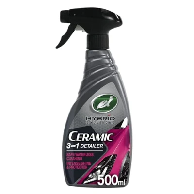 Image of Turtle Wax Hybrid Solutions Ceramic 3 in 1 Detailer 500ml 53354 Waterless Car Detailing Spray with Added for Protection which Intensifies Shine a Sweet Fruity Fragrance
