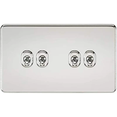 Image of KnightsBridge Screwless 10AX 4G 2 Way Toggle Switch Polished Chrome