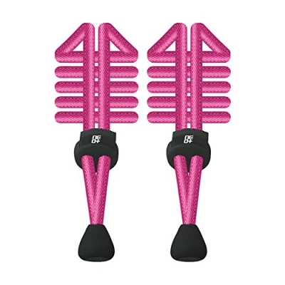Image of Packs of Elastic Lock Round Shoelaces For Running &amp; Triathlon UK SELLER (1 SET NEON PINK)