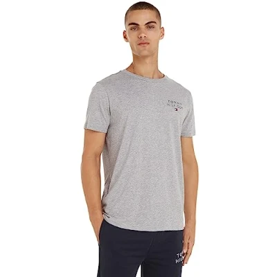 Image of Tommy Hilfiger Originalcn SS LOGO Pyjama top, Men&#039;s, Size: Small, Light grey heather