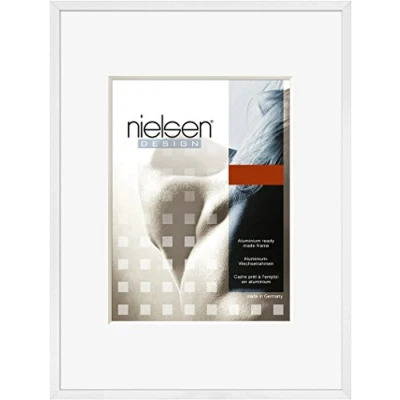 Image of nielsen C2 Photo Frame, 60x80cm White Aluminium Picture Frame with Protective Float Glass and Push Turn Clips Polished