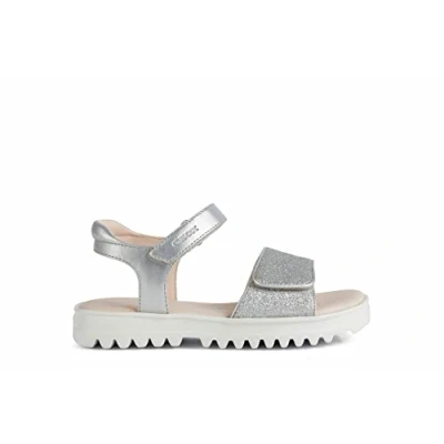 Image of Geox Girls J Coralie Gir Sandals, Silver, 13 UK