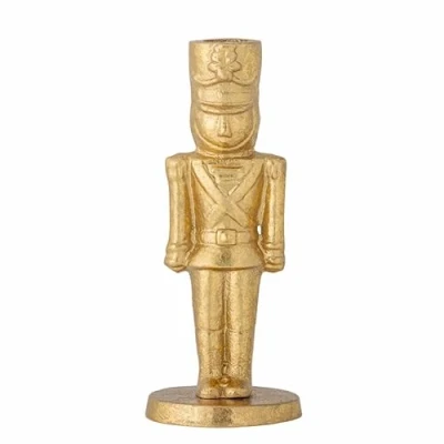 Image of Bloomingville Vernon Candle Holder in the Shape of a Nutcracker Gold Metal Height 18 cm Diameter 7