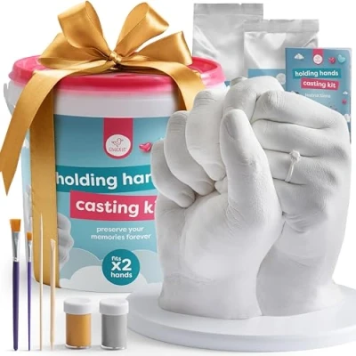Image of Chuckle Hand Casting Kit Couple, Wedding, Anniversary, Couple Gifts for Him and Her, Gift Wife Husband Girlfriend Boyfriend, Date Night Kit, Couples Activities,Sculpture Base &amp; Paints
