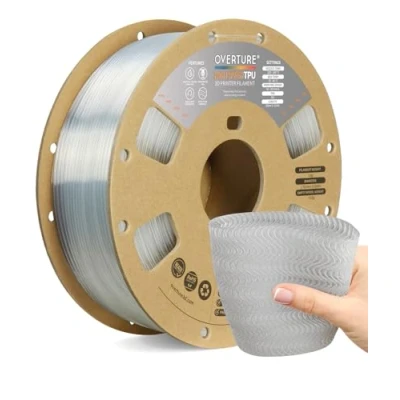 Image of OVERTURE TPU High Speed Filament 1.75mm Flexible 95A Roll, 3D Printer Filament,Dimensional Accuracy +/ 0.02 mm, Fit Most FDM Printer(HS Clear)