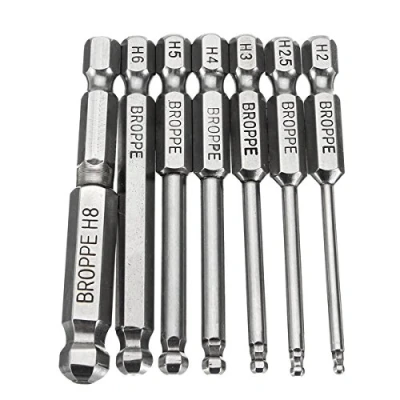 Image of KingLan 7Pcs 2/2.5/3/4/5/6/8Mm 65Mm Magnetic Ball Screwdriver Bits 1/4 Inch Hex Shank Bit