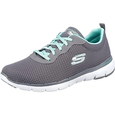 Image of Skechers Women&#039;s Flex Appeal 3.0 First Insight Trainers, Gray Mesh Mint Trim, 4 UK
