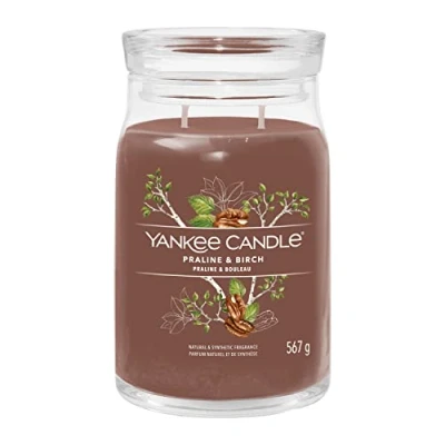Image of Yankee Candle Signature Scented Praline &amp; Birch Large Jar with Double Wicks Soy Wax Blend Long Burning Perfect Gifts for Women, (1629987E)
