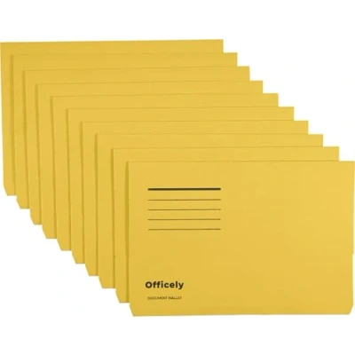 Image of Officely Foolscap Document Wallets 285gsm Yellow (Pack of 10)