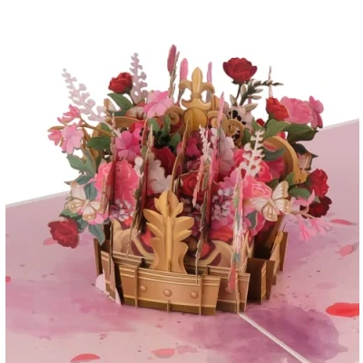 Image of Cardology Floral Crown Pop Up Card Mothers Day Card, Valentines or Anniversary Cards For Her Handmade