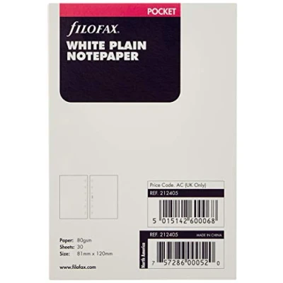 Image of Filofax Pocket White Plain Notepaper