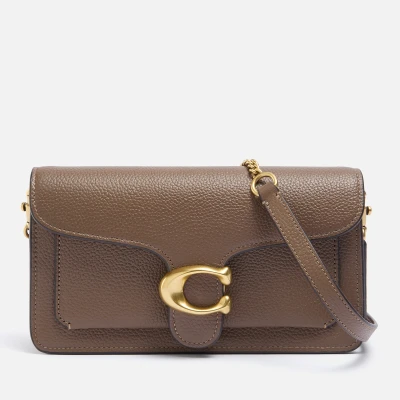Image of Coach Polished Pebble Tabby Chain Clutch, Women&#039;s, Size: One Size, Dark stone