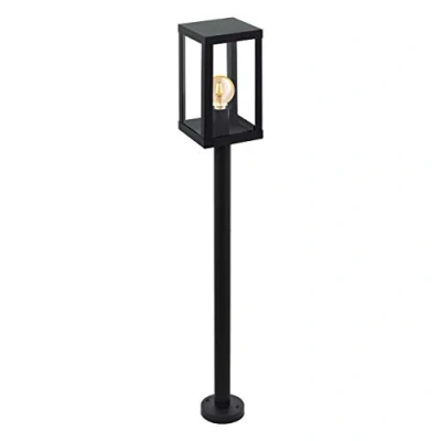 Image of Eglo Alamonte 1 Outdoor Lamppost, Black Glavanized Steel and Clear Glass Driveway Light, Electric Garden Lighting, E27 Socket, IP44