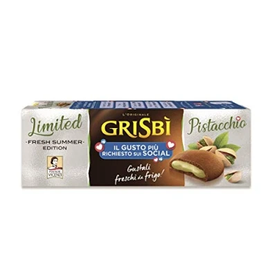 Image of 6X Matilde Vicenzi Grisbi Biscotti Pistacchio Biscuits Stuffed with Pistachio Cream 100% Italian Cookies 150g